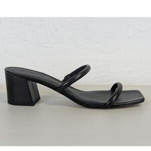 Everlane Double Strap Heel Womens 10 Black Leather Going Out Square Toe Prom New